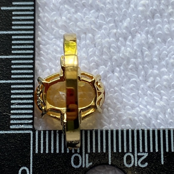 Large Real Citrine Faceted Oval & Topaz Ring Gold over 925 Silver Vermeil Size 7 - Picture 11 of 14